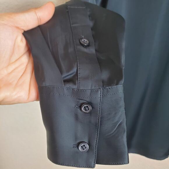 J.Crew Goldie Satin Blouse Top Black Size XS NWT Preppy Monochrome Quiet Luxury - Picture 9 of 10